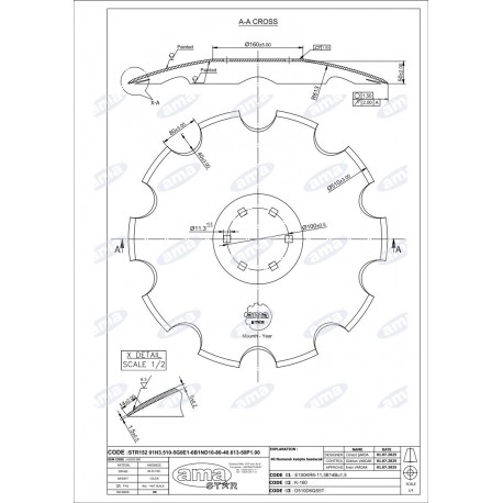 Talerz do agregatu talerzowego KUHN, zębaty 510 mm, 6 otworowy