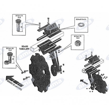 Zestaw kompletny: talerz 460 mm i słupica, tylny