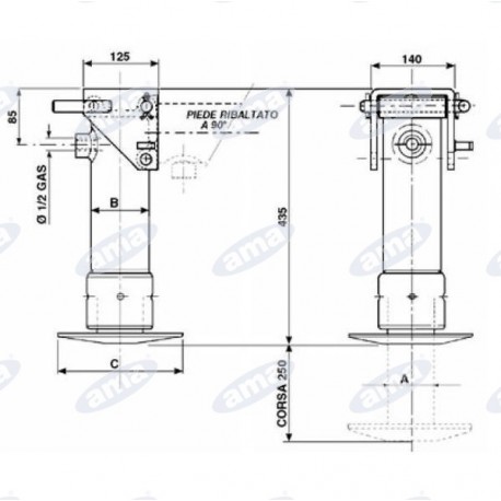 Hydrauliczna stopa podporowa jednostronnego działania