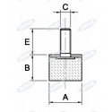 Amortyzator gumowy męski typ D, Fi 40x30 mm, M8x23 mm, walcowy